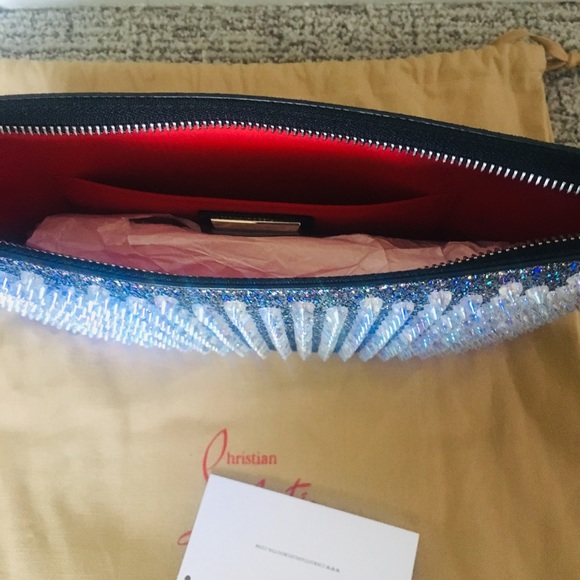New Authentic CHRISTIAN LOUBOUTIN Loubiclutch Metallic Clutch - Picture 7 of 8